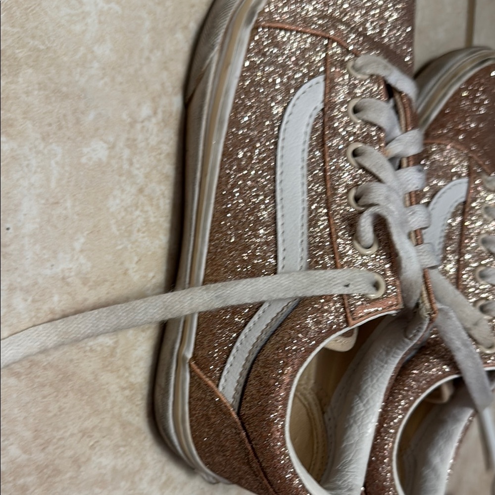 Vans Gold and White Glitter Sneakers